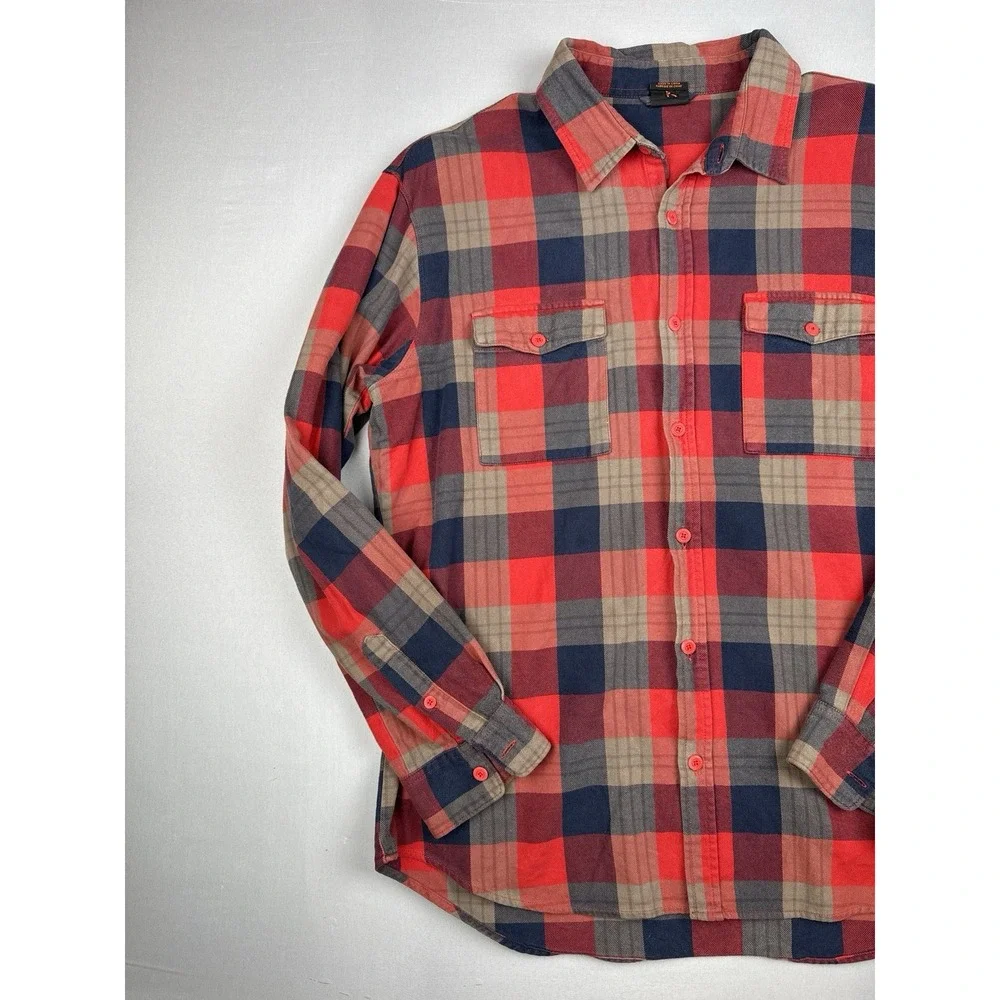 Nike 6.0 Plaid Flannel Button Up Shirt Red Navy Skateboarding Size XL